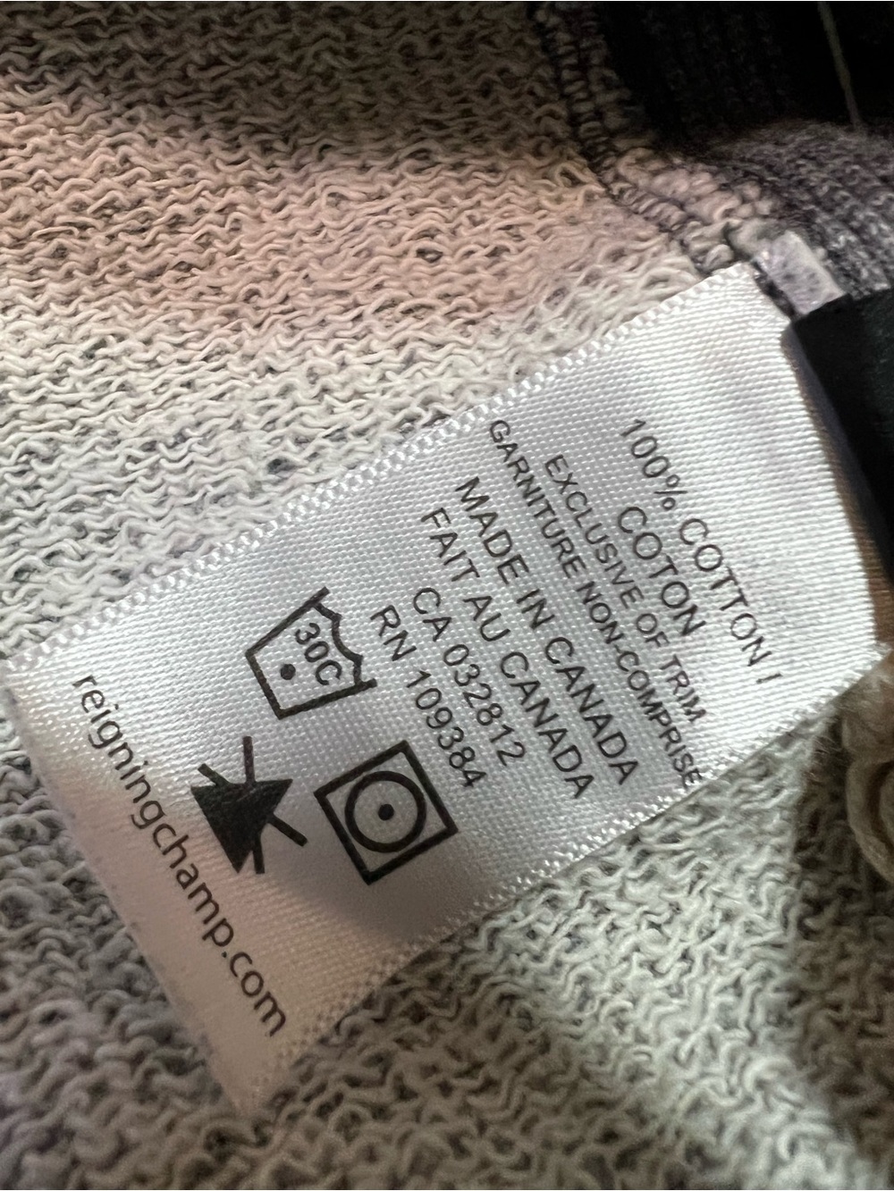Club Monaco Reigning Champ Men's Heather Charcoal Crewneck Sweatshirt - Picture 10 of 10